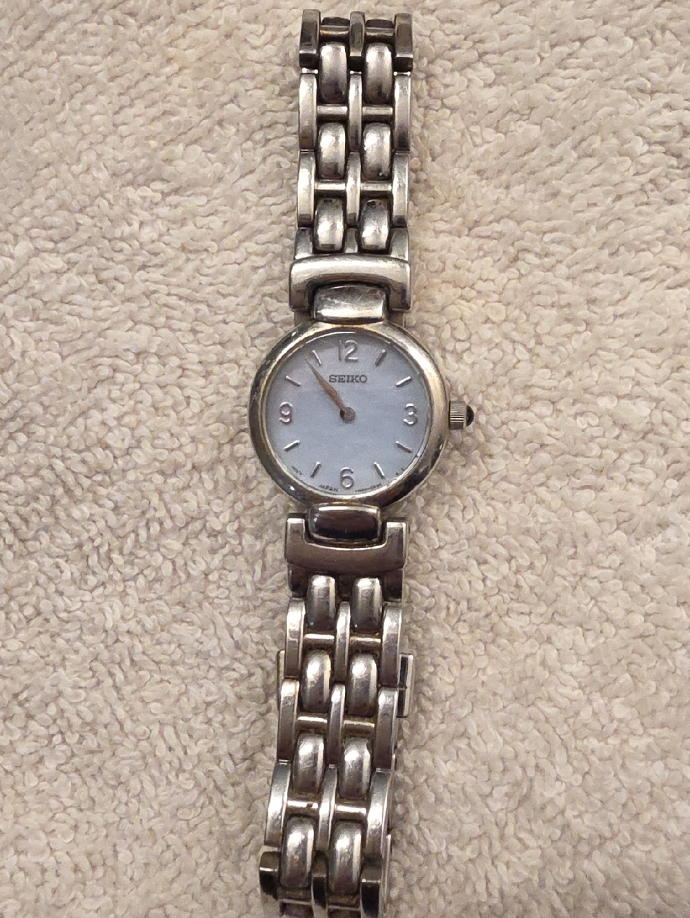 Seiko Silver Watch with Pale Blue Dial
